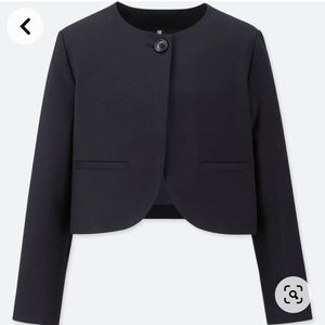 Uniqlo Girls Collarless Cropped Blazer Jacket